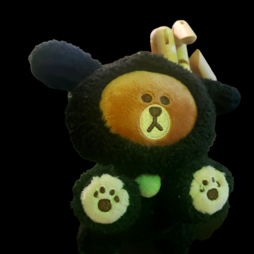 GUND LINE FRIENDS BROWN BEAR IN RABBIT COSTUME KEY CHAIN